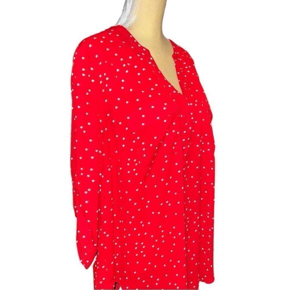 Torrid new pretty red blouse with tiny white polka dot design! - Picture 4 of 9